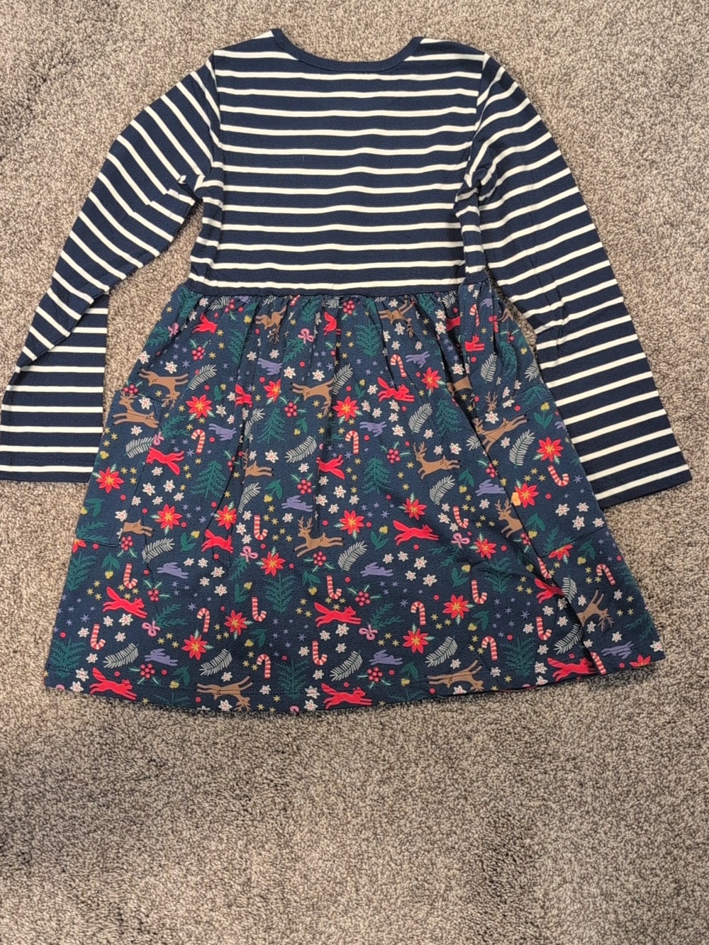 Hanna Andersson Navy and White Striped Mixie Dress 6-7 Winter